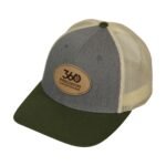 360 Precision LoPro Trucker Hat, Grey/Birch/Olive Leather Patch